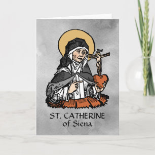 Tarjeta Santa Catalina de Siena con Corazón con Cruz