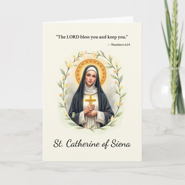 Tarjeta Santa Catalina de Siena, la Escritura de Paz de Di (Anverso)