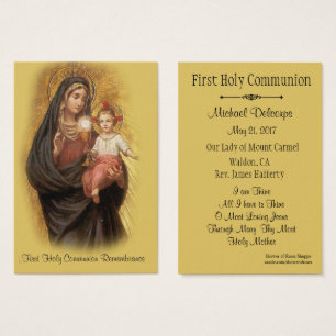 Tarjeta santa católica para la primera comunión