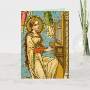 Tarjeta Santa Cecilia de Roma neogótica (detalle; BNG 02)