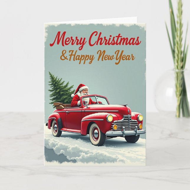 Tarjeta Santa Christmas Car New Year Card (Anverso)