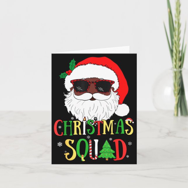 Tarjeta Santa Christmas Squad Black Men African American P (Anverso)