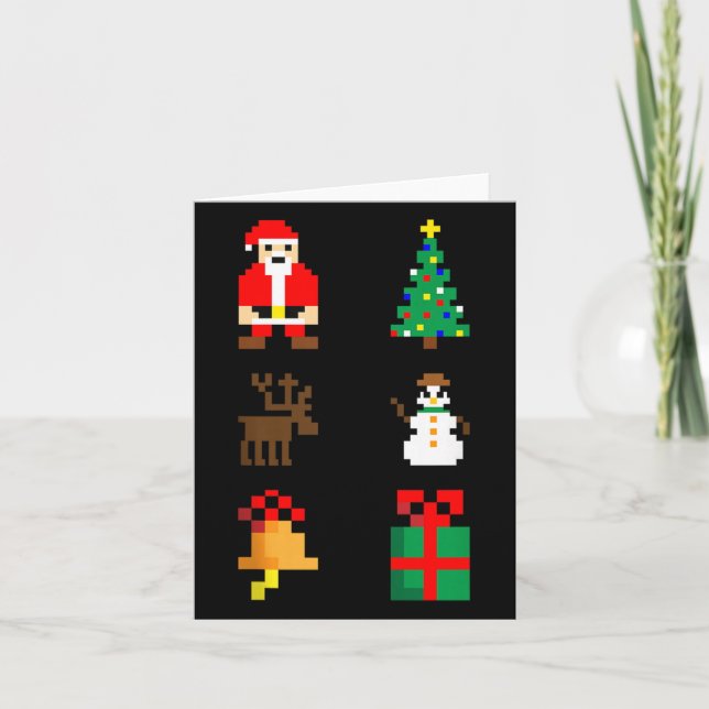 Tarjeta Santa Christmas Tree Deer Snowman Bell Gift Xmas X (Anverso)