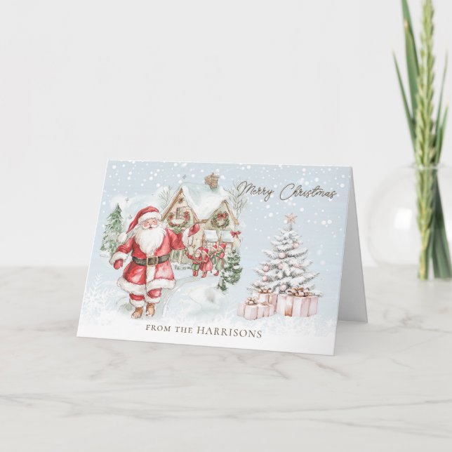 Tarjeta Santa Christmas Tree Greeting Card (Anverso)