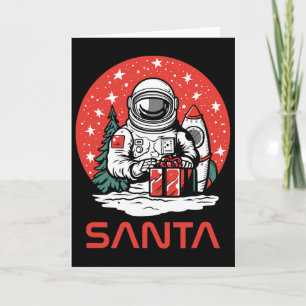 Tarjeta Santa Claus astronauta espacial Cosmos presenta Co