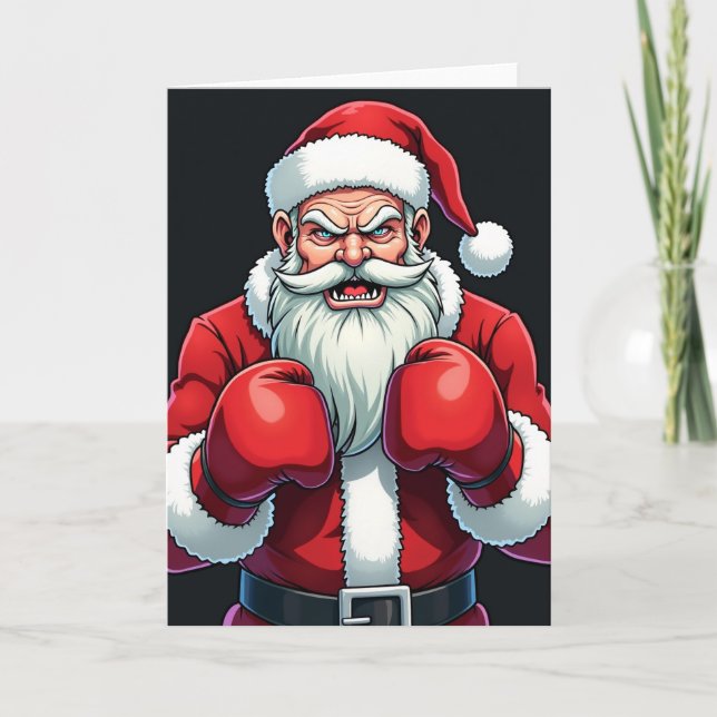 Tarjeta Santa Claus Boxeador de Navidad (Anverso)