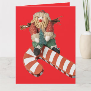 Tarjeta Santa Claus Caña de Caramelo árbol de Navidad dive