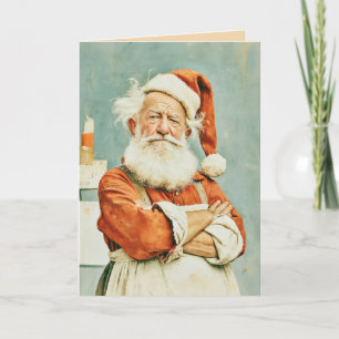Tarjeta Santa Claus Cansado Retrato Vintage
