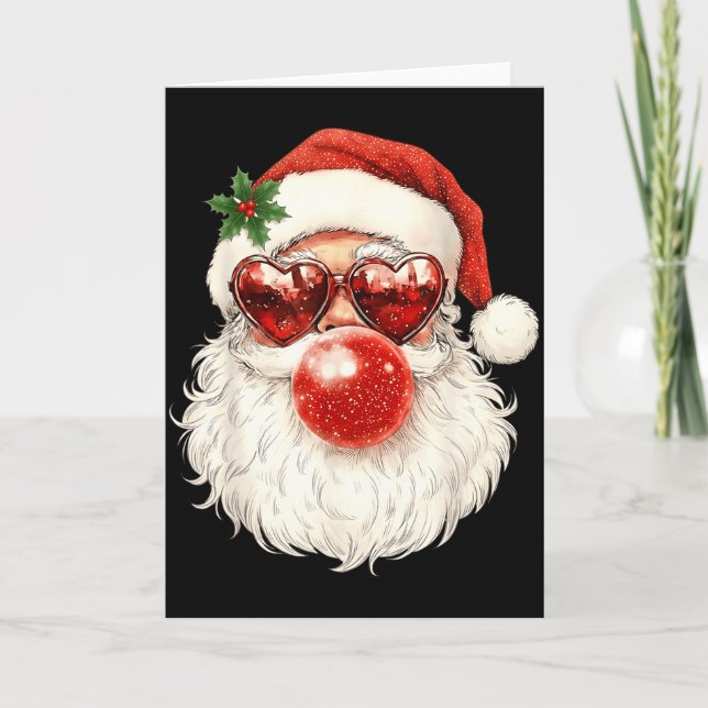 Tarjeta Santa Claus Christmas Blowing Bubble Gum And Sungl (Anverso)