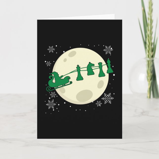 Tarjeta Santa Claus de Ajedrez de Navidad - Pieza de Ajedr (Anverso)