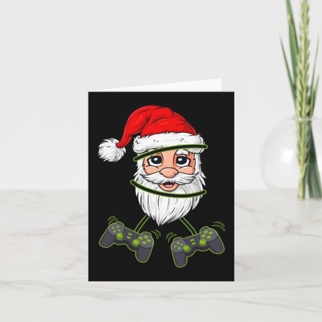 Tarjeta Santa Claus de Navidad Controladores de Videojuego (Anverso)