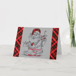 Tarjeta Santa Claus Dibujado a Mano