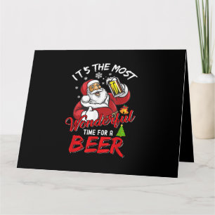 Tarjeta Santa Claus divertido de Navidad bebiendo cerveza 