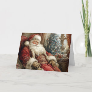 Tarjeta Santa Claus durmiendo Felices Fiestas Plegado