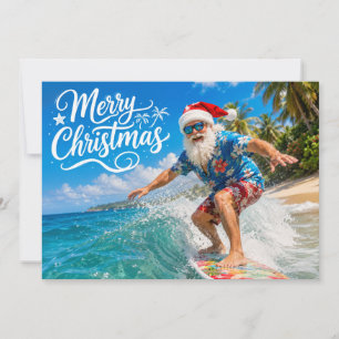 Tarjeta SANTA CLAUS en la playa de Hawái para Navidad