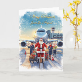Tarjeta Santa Claus está en el aeropuerto