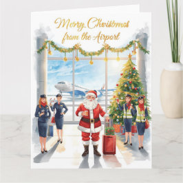 Tarjeta Santa Claus está en el aeropuerto