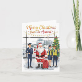 Tarjeta Santa Claus está en el aeropuerto