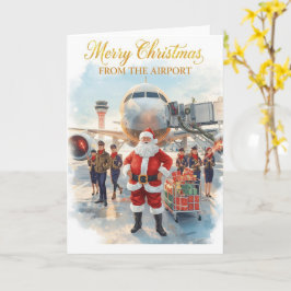 Tarjeta Santa Claus está en el aeropuerto