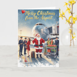 Tarjeta Santa Claus está en el aeropuerto