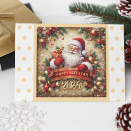 Tarjeta Santa Claus Feliz Año Nuevo personalizado