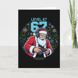 Tarjeta Santa Claus Gamer Nivel 67 Gaming Navidad Divertid