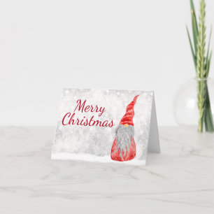 Tarjeta Santa Claus Gnome sobre el campo de nieve