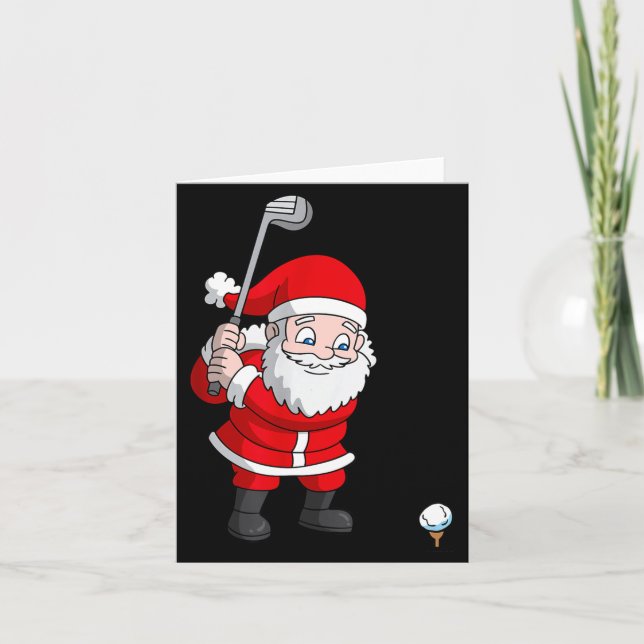 Tarjeta Santa Claus Golf Christmas Golfer Golfing  (Anverso)