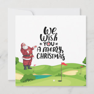 Tarjeta Santa Claus Golfer Feliz Navidad en el campo de go