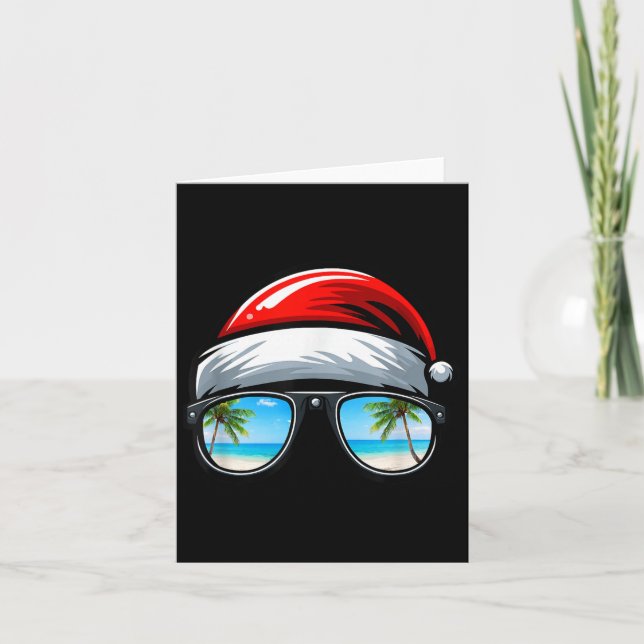 Tarjeta Santa Claus Hat Sungles Beach Christmas In July  (Anverso)