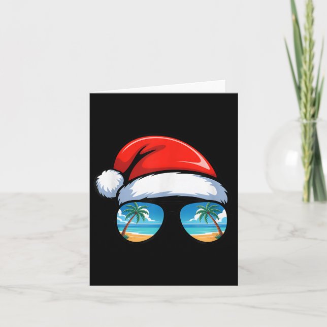 Tarjeta Santa Claus Hat Sungles Beach Christmas In July Su (Anverso)