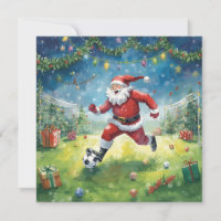 Santa Claus juega al fútbol en el campo de los Nav