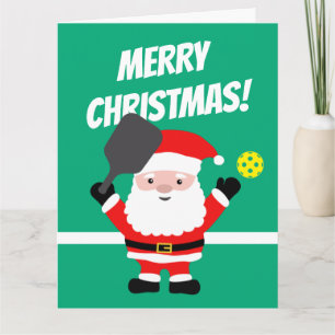 Tarjeta Santa Claus jugando a pickleball Navidades grandes