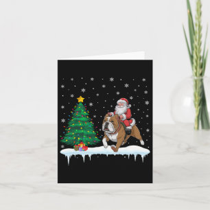 Tarjeta Santa Claus montando un bulldog americano niños ni