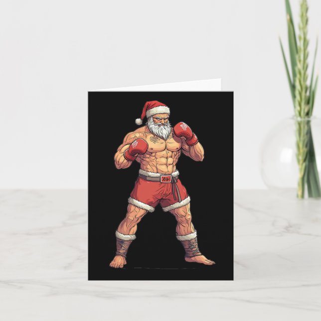 Tarjeta Santa Claus Muay Thai - Navidades temáticos de vac (Anverso)