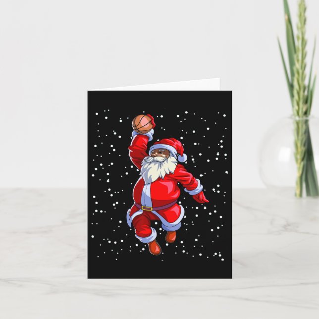 Tarjeta Santa Claus negro americano afro baloncesto (Anverso)