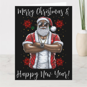 Tarjeta Santa Claus Negro, mucha energía de apodo, travies