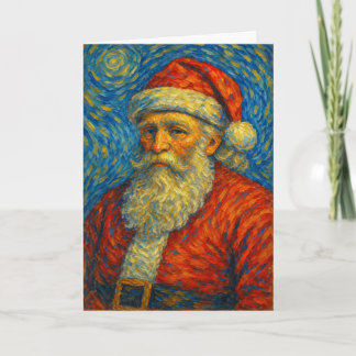 Tarjeta Santa Claus Noche estrellada inspirado en Van Gogh