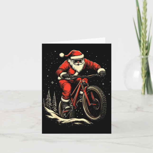 Tarjeta Santa Claus Riding Mountain Bike Christmas Funny M (Anverso)