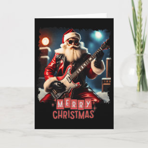Tarjeta Santa Claus Rock Guitar Feliz Navidad 