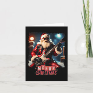 Tarjeta Santa Claus Rock Guitar Feliz Navidad