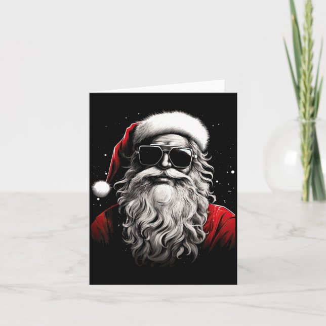 Tarjeta Santa Claus Silhouette Christmas Sungles Caricatur (Anverso)