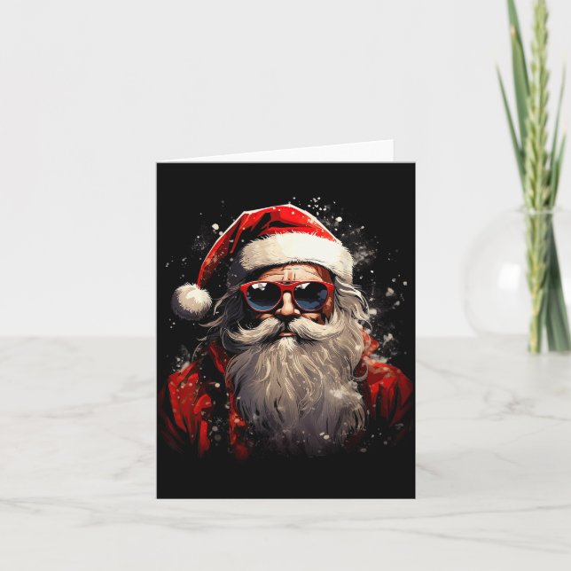 Tarjeta Santa Claus Silhouette Christmas Sungles Caricatur (Anverso)
