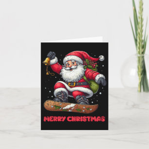 Tarjeta Santa Claus Snowboard Feliz Navidad Invierno Ho