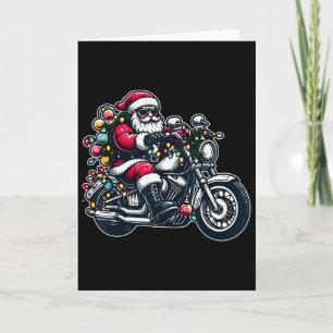 Tarjeta Santa Claus Sobre Motocicletas Funny Biker Navidad