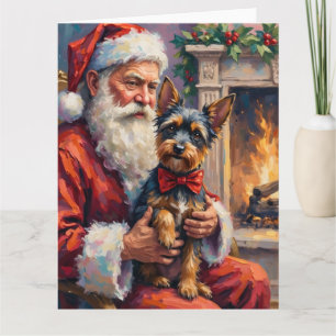 Tarjeta Santa Claus sosteniendo arte de Navidad de Affenpi