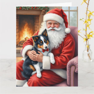 Tarjeta Santa Claus sosteniendo arte de Navidad de Border 