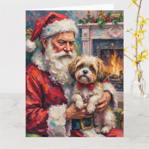Tarjeta Santa Claus sosteniendo arte de Navidad de Malti T
