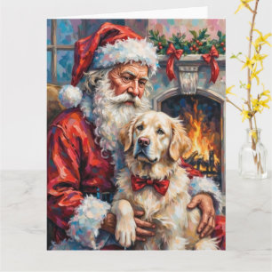 Tarjeta Santa Claus sosteniendo arte navideño de Gran Piri