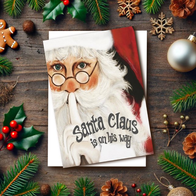 Tarjeta Santa Claus tradicional Cota divertida Niños Festi (Subido por el creador)